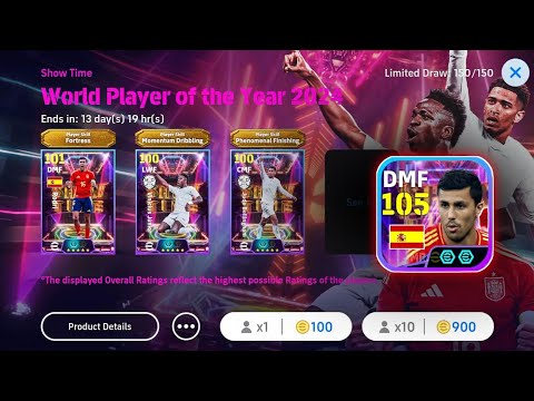 World Players Showtime Rodri, Vini, Bellingham Pack Opening Efootball 2025 Mobile