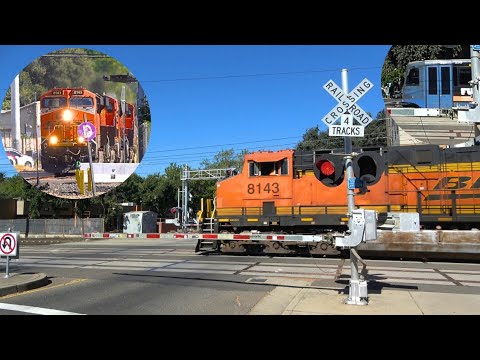 BNSF 8143 Manifest South, SACRT Light Rail | S St. Railroad Crossing, Sacramento CA