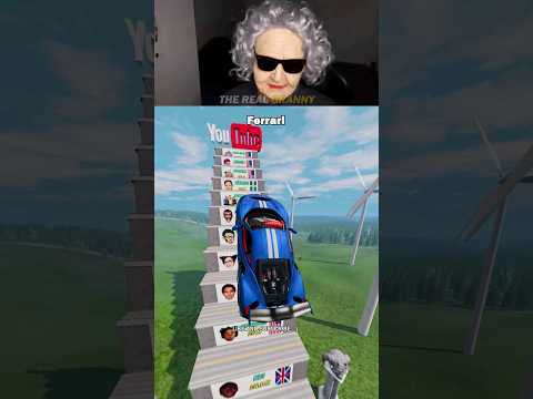 Cars vs Popular Youtubers 🚗😂❌ @MrBeast Real Granny 👵 Beamng.Drive #shorts #beamingdrive