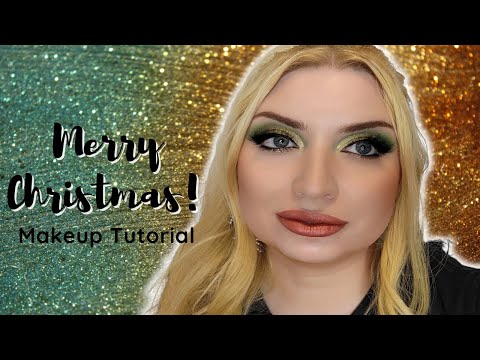 Christmas Makeup Tutorial // Laurel Luxe Green and Gold Eyeshadow Glam Cut crease eyeshadow