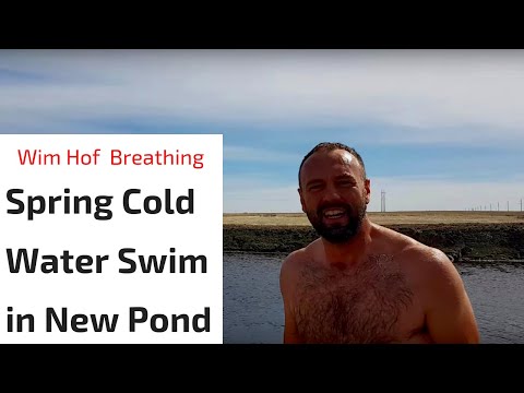 Wim Hof Technique Cold Water Swim in a New Permaculture Pond