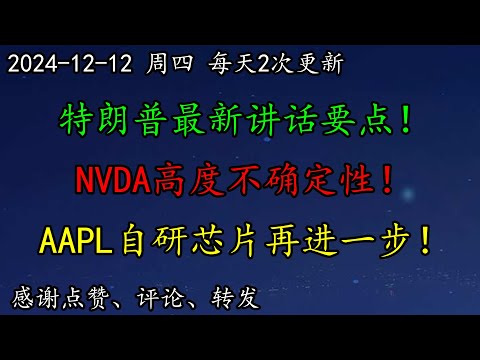 美股 华尔街：勿过度乐观！特朗普最新讲话要点！NVDA高度不确定性！TSLA如何预期？AAPL自研芯片再进一步！HOOD、ARM、INTC、PLTR、AMD、NVDA、AAPL、TSLA