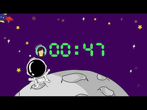 1 minute countdown timer - outer space - for kids (with sound)