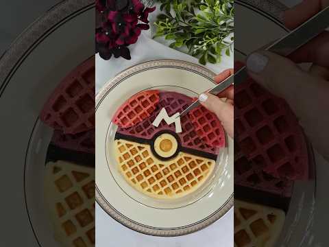 I made a SPECIAL and RARE waffle - it’s a Master Ball #pokeball #freeproduct