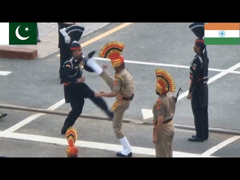 INDIAN BSF Vs PAKISTAN RANGERS Parade Ceremony at Wagah Attari Border 2023 Video in 4k Ultra HD