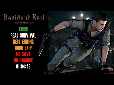 [Resident Evil HD Remaster] Chris, Real Survival, Best Ending, No Save, No Damage (IGT 01:04:43)