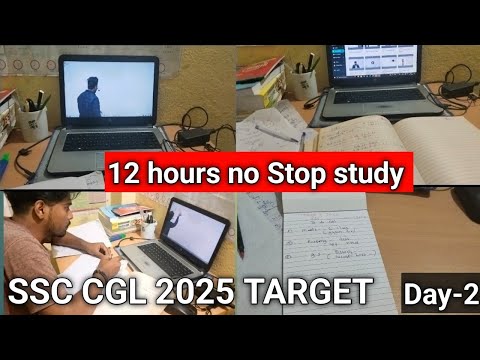 SSC CGL 2025 target day-2! study routine vlog! ntpc exam 2025! 12 hours study routine vlog! ssc2025