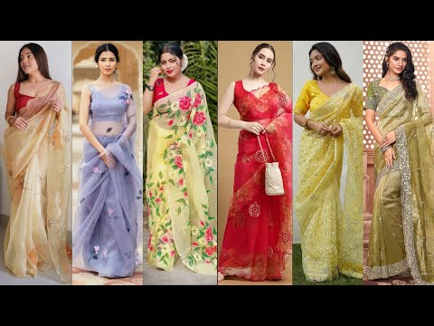 Organza Sarees for Wedding Parties//Designer Organza Sarees for Functions//Stylish Organza Sarees