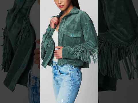 womens Luxury Clothing Faux Suede Fringe Shirt Jacket, Comfortable & Stylish Coat #amazonfinds2024