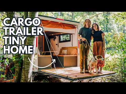 DIY Cargo Trailer Tiny Home w/ Elevator Bed & Unique Design