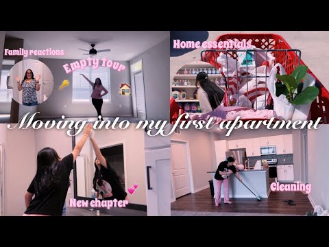 MOVING INTO MY FIRST APARTMENT: new chapter, empty tour, home essential shopping, & cleaning 🏠🔑