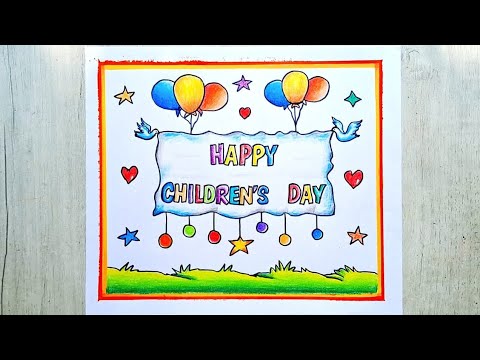 Happy Children's day drawing | How to draw Children's day | Children's day drawing