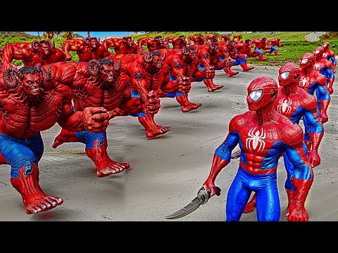 Spider Man family attacked by Hulk vs Scary Teacher vs Squid game doll | Spider Junior