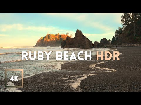 Ruby Beach - Relaxing Morning Walk in Olympic National Park Ocean Sounds HDR