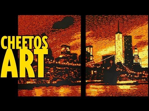 Cheetos Mosaic Art : New York : Brooklyn Bridge and Manhattan Skyline