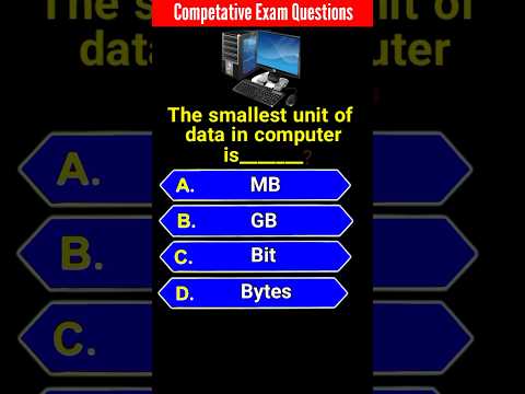 The smallest unit of data in computer is_______? Gk quiz for all competitive exams #gk #quiz #shorts