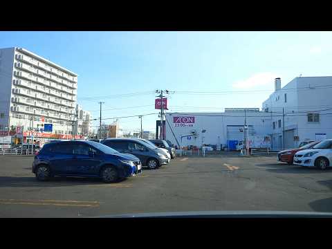 AEON Asahigaoka store parking：Entrance and Exti, Sapporo  carpark 4K/60p Hokkaido Japan