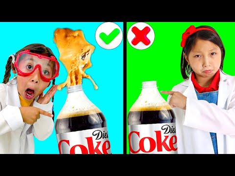 Maddie and Eva’s Soda & Mentos Science Experiment Surprise for Kids