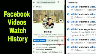 Facebook watch history, all the videos you watched in past, find them and watch again later / delete