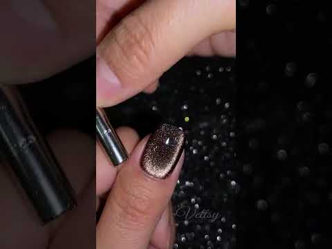 🤎 Deep Brown Glass Beads Cat Eye Nails 💅