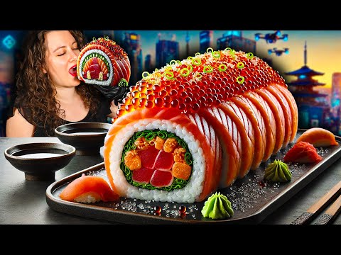 I Tried the WORLD'S BIGGEST SUSHI ROLL! Can I Finish It? 🍣😅