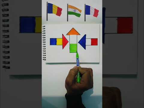 Romania 🇷🇴 India 🇮🇳 And France 🇫🇷 Flag Drawing | #shorts #drawing