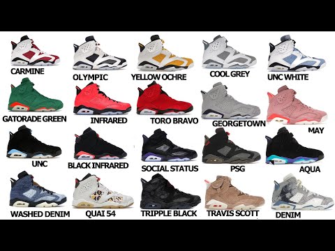 ALL PAIRS OF AIR JORDAN 6s WITH NAMES FROM 1991-2025