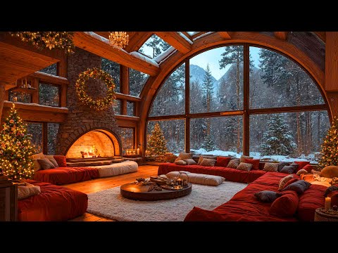 Relaxing Christmas Jazz Instrumental Music for Stress Relief 🎄 Cozy Christmas Ambience & Fireplace 🔥