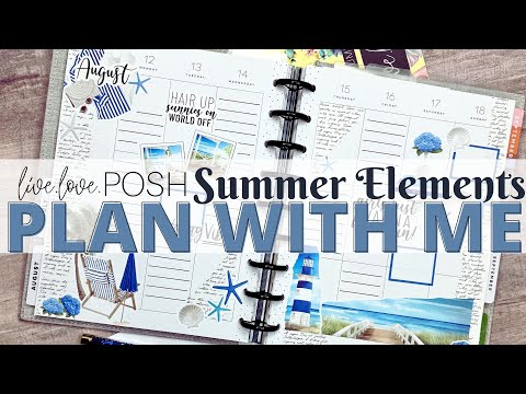 PLAN WITH ME | CLASSIC VERTICAL HAPPY PLANNER | BEACH WEEK SUMMER ELEMENTS SPREAD