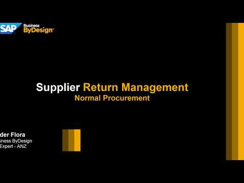 Normal Procure, Supplier Return Management in SAP Business ByDesign