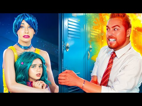 INSIDE OUT 2: First Day of School! Genius Hacks by Oki Toki: Joy vs Anger in Real Life