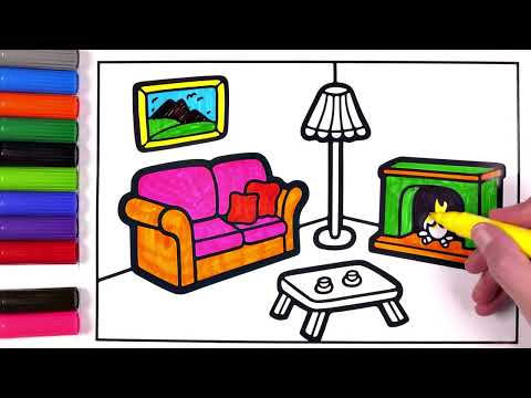 Living Room Big marker Pencil - For Kids -  Coloring Pages / Akn Kids House