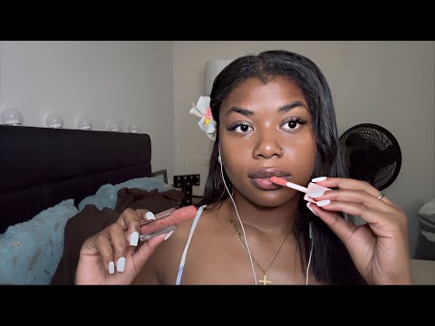 ASMR VERY messy and chaotic lipgloss application w/ mouth sounds🥴🤭💄