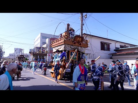 佐原の大祭2024秋　上宿区　中日　仲川岸踏切を渡って曳き出し