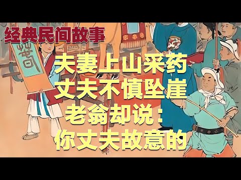 民间故事：夫妻上山采药，丈夫不慎坠崖，老翁却说：你丈夫故意的#故事