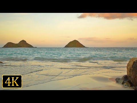 Hawaii Gentle Ocean Waves at Lanikai Beach (4K UHD)