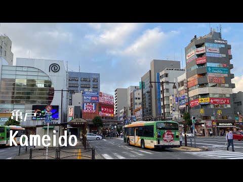 4K a-Ride&Walk in Tokyo Koto-ku Kameido (PM) 東京 江東区 亀戸 (夕方)