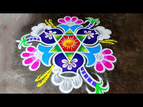 2025 Pongal pot rangoli🌹/5*3 sankranti chukala muggulu🌹/bhogi kundalu muggulu🌹/Amazingrangoli