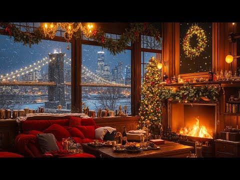 Christmas Jazz 🎅 New York City Winter Night & Christmas Coffee Shop Music 🎄 Cozy Christmas Ambience