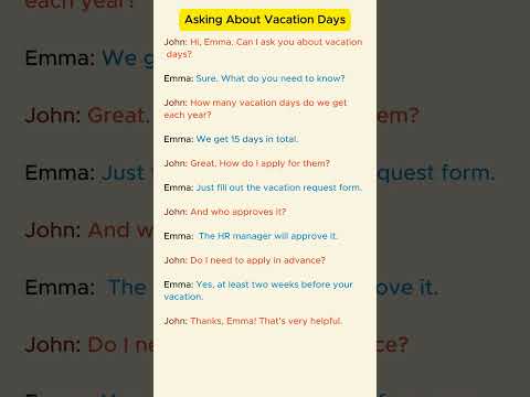 Basic English Conversation: Asking About Vacation Days. #Shorts