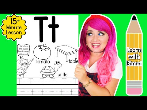 Letter T Color & Trace Worksheet Lesson and Tutorial | Learn with Kimmi The Clown ABC Coloring Book