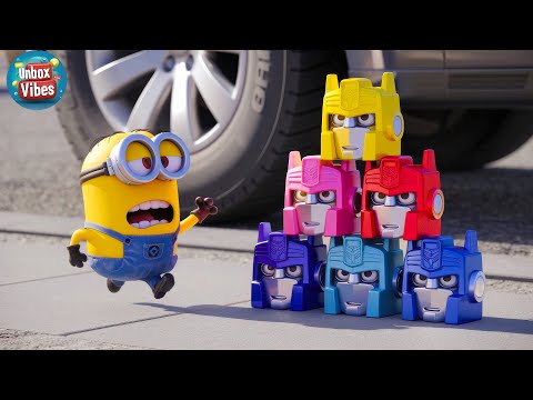 Satisfying with Unboxing TRANSFORMERs Crushing Crunchy & Soft Things by Car & DESPICABLE ME 4 Toys