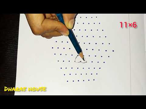 11×6simple poo kolam design||easy muggulu||daily kolam||dharas house||#28