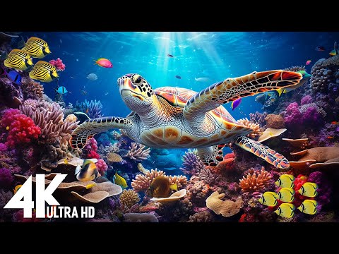 Under Red Sea 4K - Beautiful Coral Reef Fish in Aquarium, Sea Animals for Relaxation - 4K Video UHD