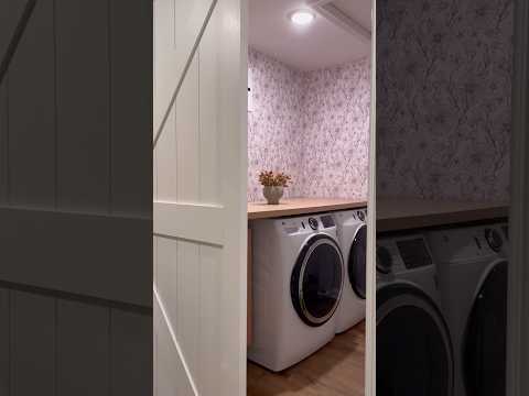 Laundry upgrade #laundry #laundryroommakeover #wallpaper #laundryroomdecor