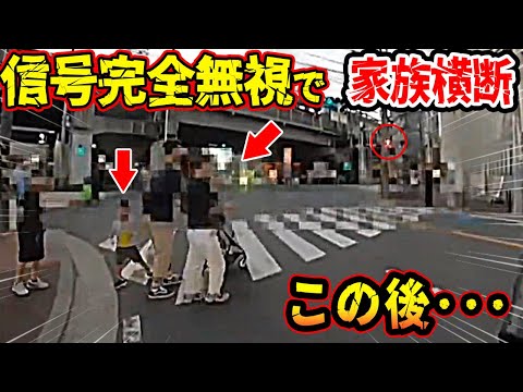 【ドラレコ】家族そろって信号を無視して横断歩道を渡った結果…【交通安全推進、危機予知トレーニング】【スカッと】