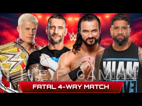 WWE 2K24 • Fatal 4-Way Match - Cody Rhodes VS CM Punk VS Drew McIntyre VS Jey Uso | WWE