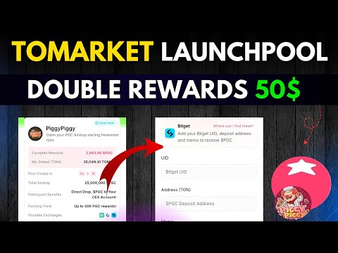 Tomarket Farmingpool Stake Toma Earn PiggyPiggy || Piggy Piggy Wihdrawal & Bind Exchange in Tomarket