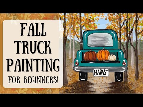 Beginner Pumpkin Pickup Truck Painting | Step by Step Acrylic Painting Tutorial