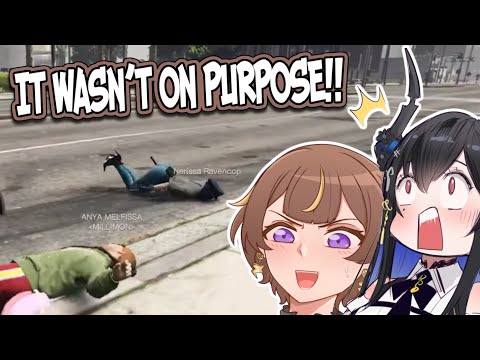 Anya runs over Nerissa and handcuffs her afterwards. [Hololive ID]